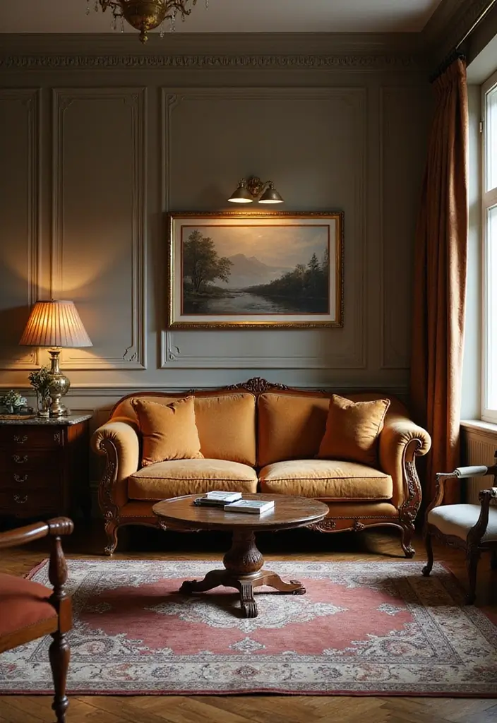 27 Camel Sofa Living Room Ideas That Add Warm Neutrals - 12. Timeless Traditional with Classic Touches