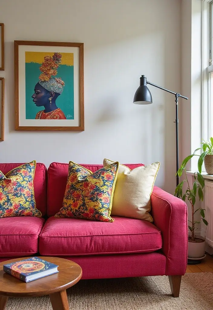 27 Comfy Couches Living Room Small Spaces That Feel Plush and Cozy - 27. Upholstered Sofas with Bold Accents