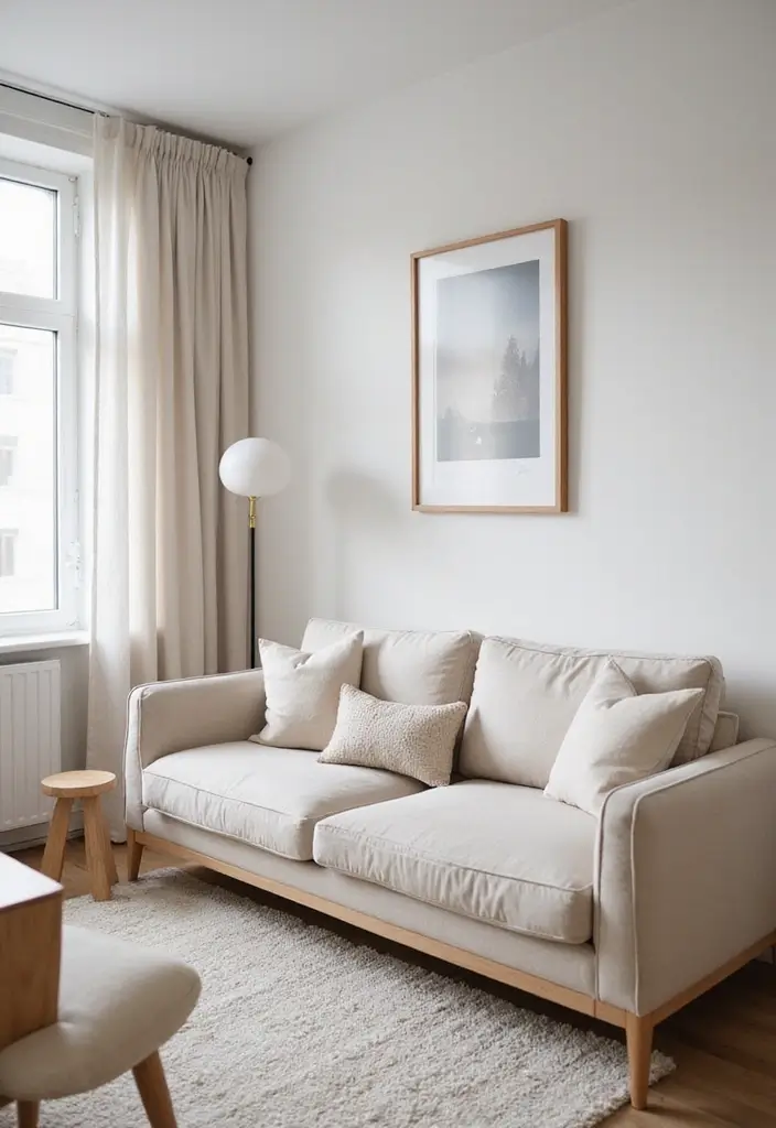 27 Comfy Couches Living Room Small Spaces That Feel Plush and Cozy - 4. Scandinavian-Inspired Minimalism