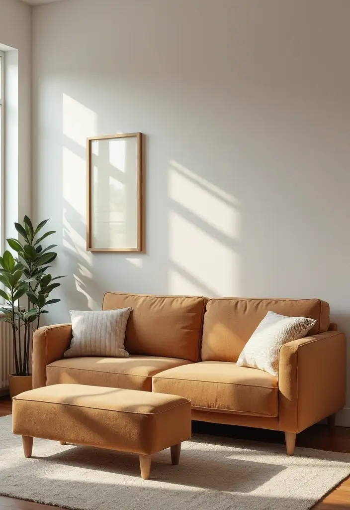 27 Comfy Couches Living Room Small Spaces That Feel Plush and Cozy - 8. Compact Sofas with Ottoman