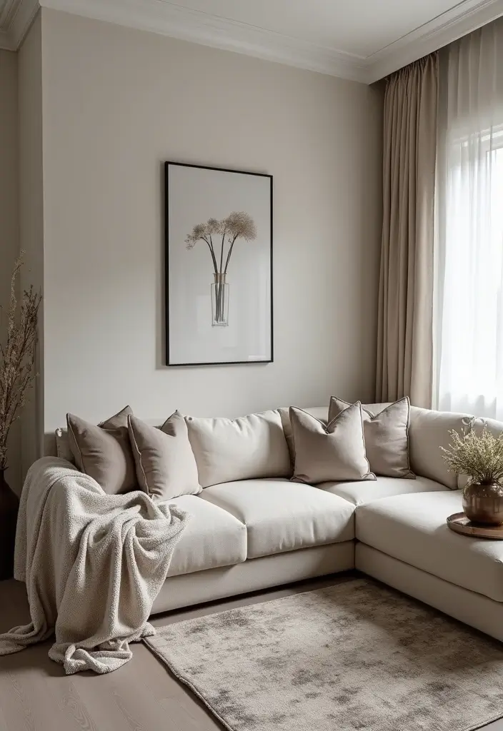 27 Corner Sofa Living Room Small Spaces That Maximize Comfort - 11. Monochromatic Elegance