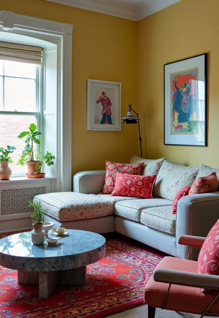 27 Corner Sofa Living Room Small Spaces That Maximize Comfort - 22. Playful Patterns and Textiles