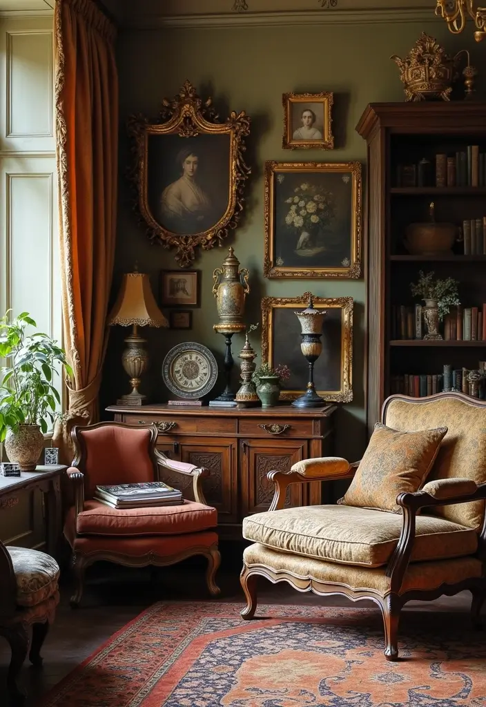 27 Formal Living Room Ideas That Feel Elegant and Timeless - 20. Vintage Accessories