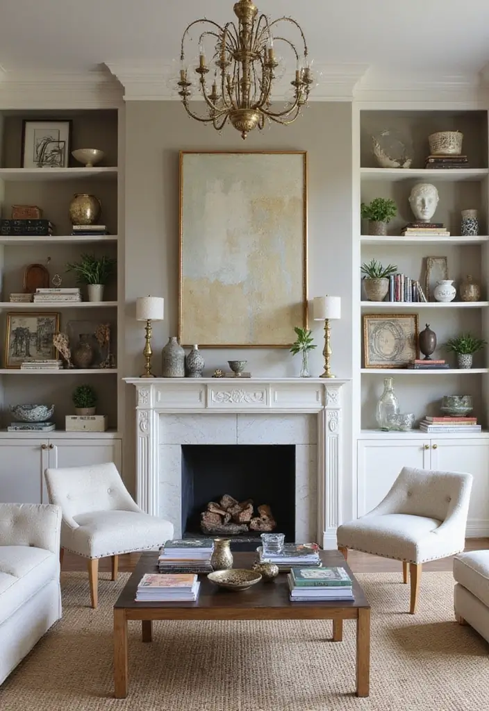 27 Formal Living Room Ideas That Feel Elegant and Timeless - 22. Open Shelving