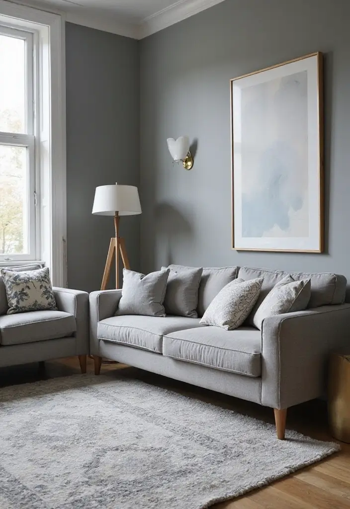 27 Gray Color Palette Living Room Ideas That Feel Modern and Neutral - 25. Gray with Subtle Patterns