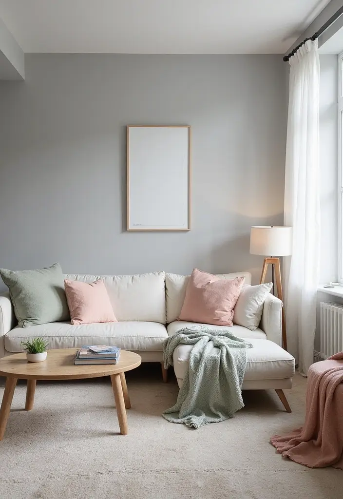 27 Gray Color Palette Living Room Ideas That Feel Modern and Neutral - 3. Soft Gray & Pastels