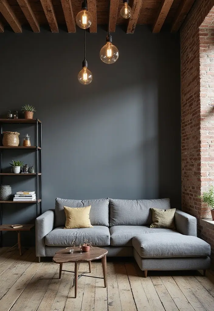 27 Gray Color Palette Living Room Ideas That Feel Modern and Neutral - 4. Industrial Gray Charm