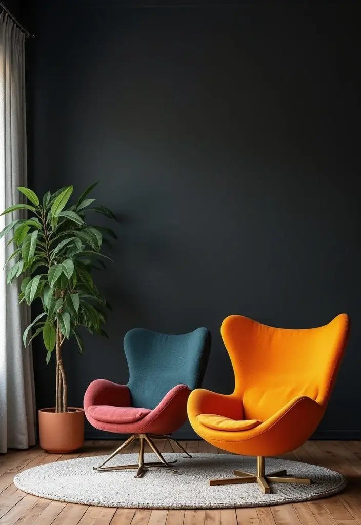 27 Living Room Black Wall Ideas That Look Bold and Modern - 20. Accent Furniture