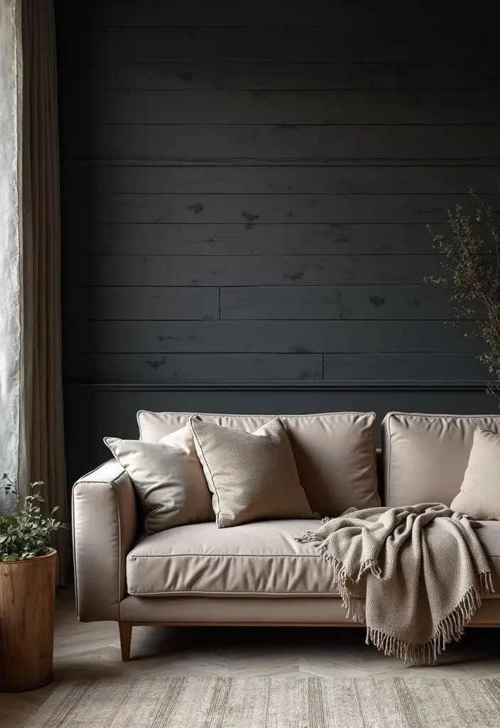 27 Living Room Black Wall Ideas That Look Bold and Modern - 4. Textured Black Walls