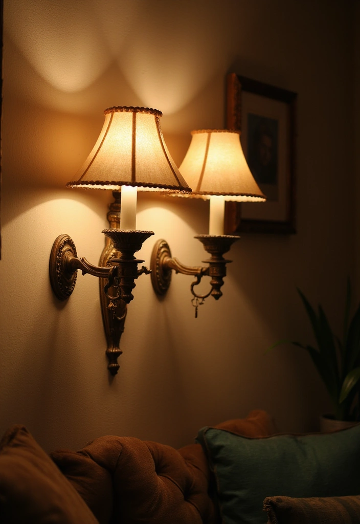 27 Living Room Decor Cozy Vintage Ideas That Add Retro Charm - 27. Vintage Wall Sconces