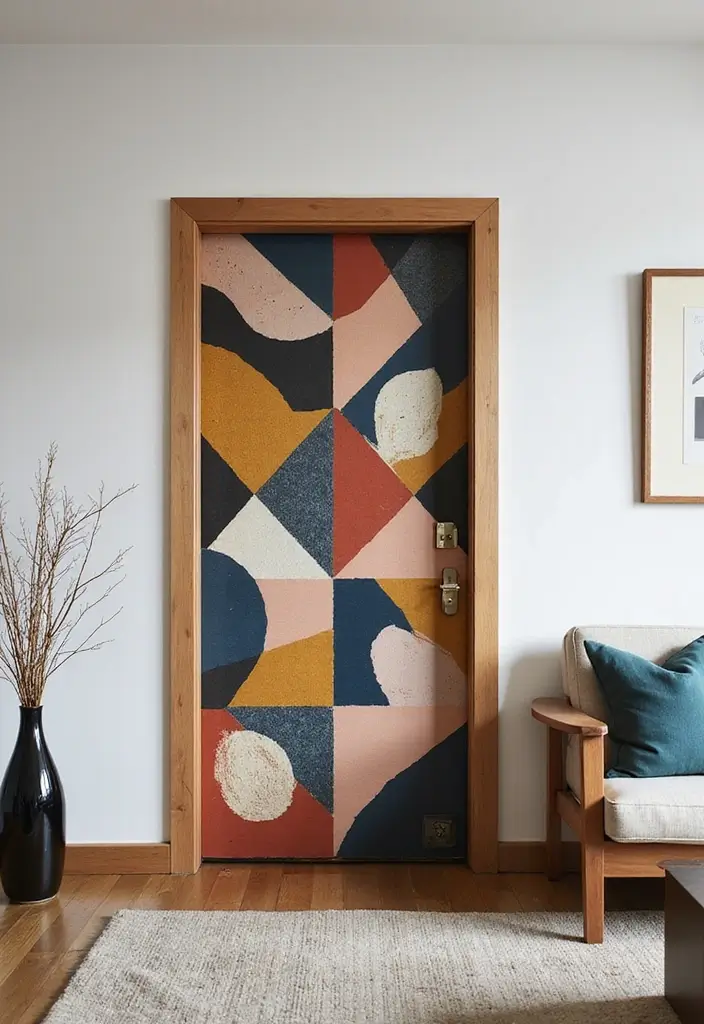 27 Living Room Door Ideas That Feel Unique and Welcoming - 13. Geometric Modern Door