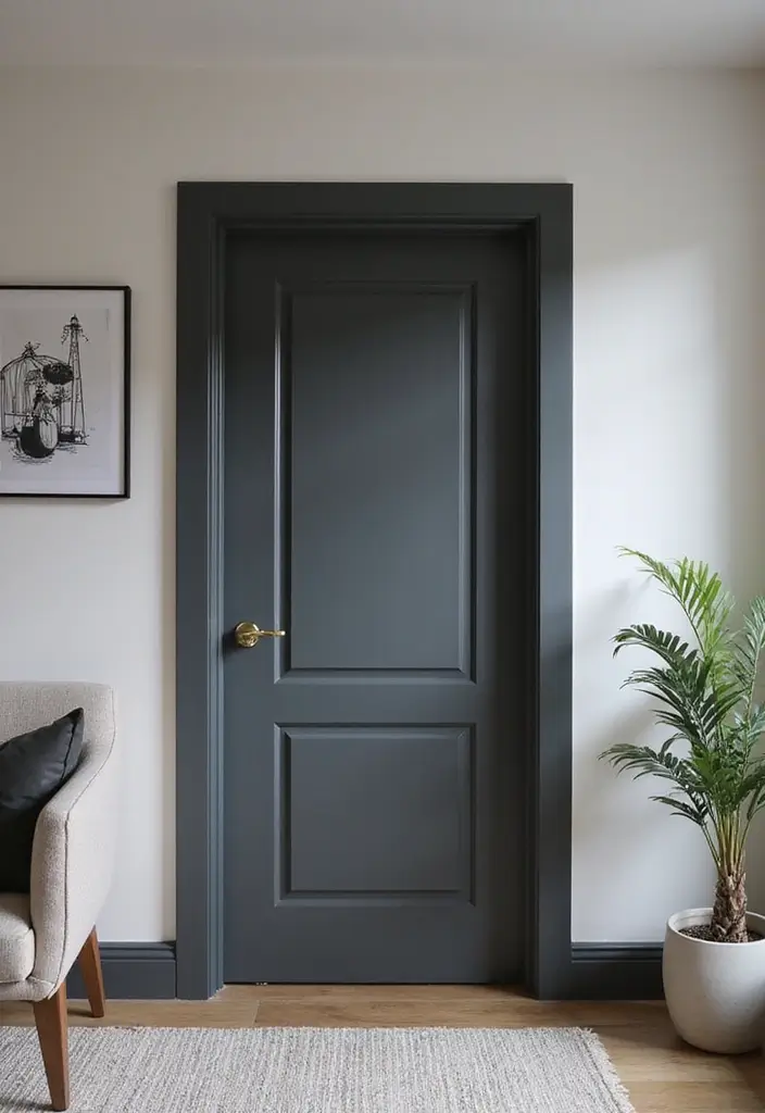 27 Living Room Door Ideas That Feel Unique and Welcoming - 16. Monochrome Magic