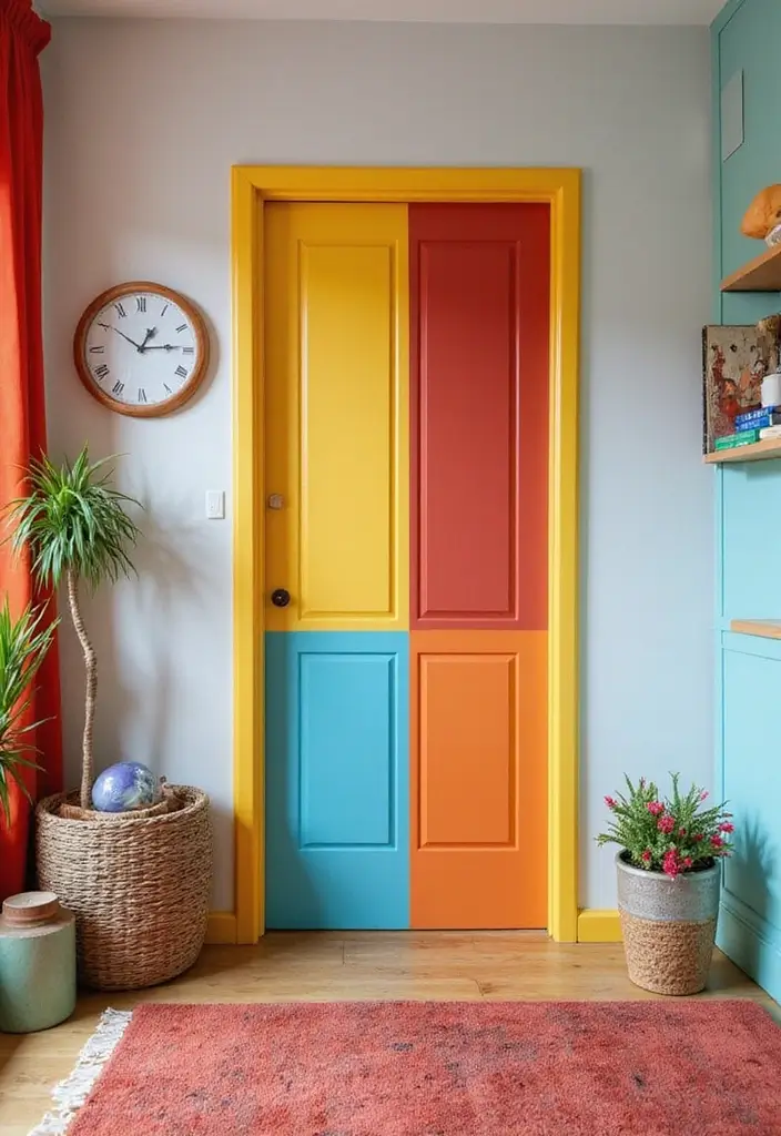 27 Living Room Door Ideas That Feel Unique and Welcoming - 19. Color-blocked Door