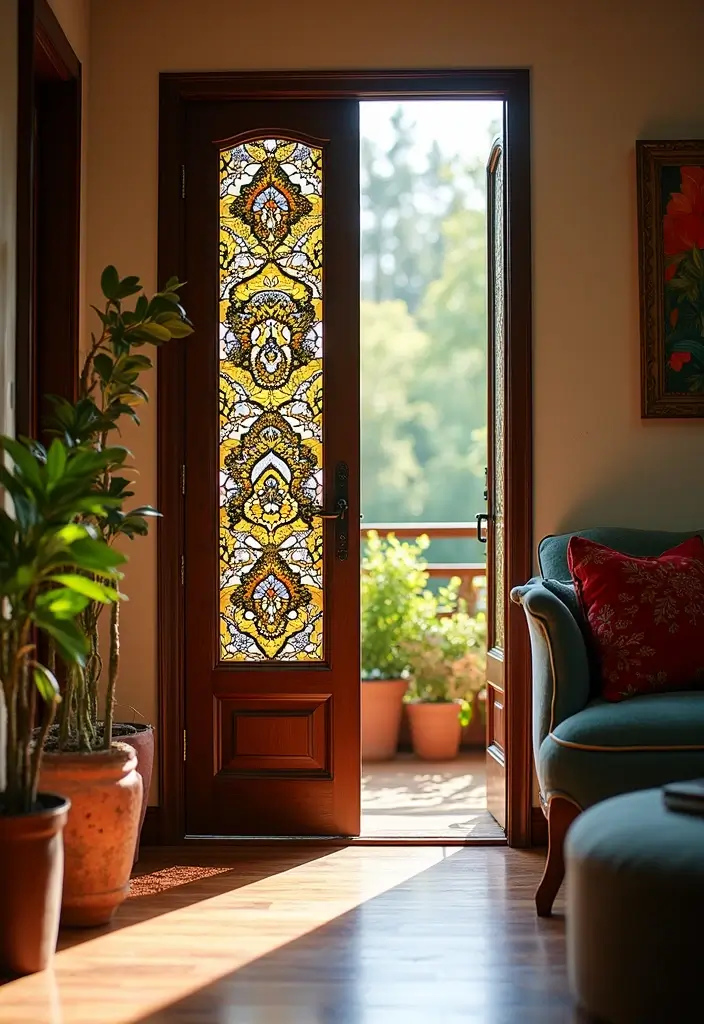 27 Living Room Door Ideas That Feel Unique and Welcoming - 6. Artistic Screen Door