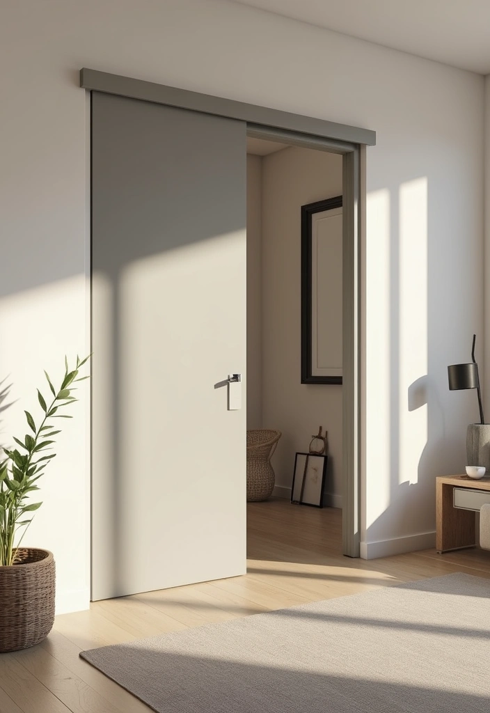 27 Living Room Door Ideas That Feel Unique and Welcoming - 8. Minimalist Sliding Door