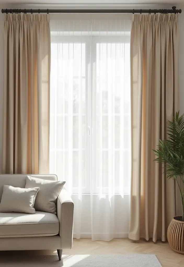 27 Living Room Grey and Beige Ideas That Feel Balanced and Calm - 12. Beige and Grey Curtains