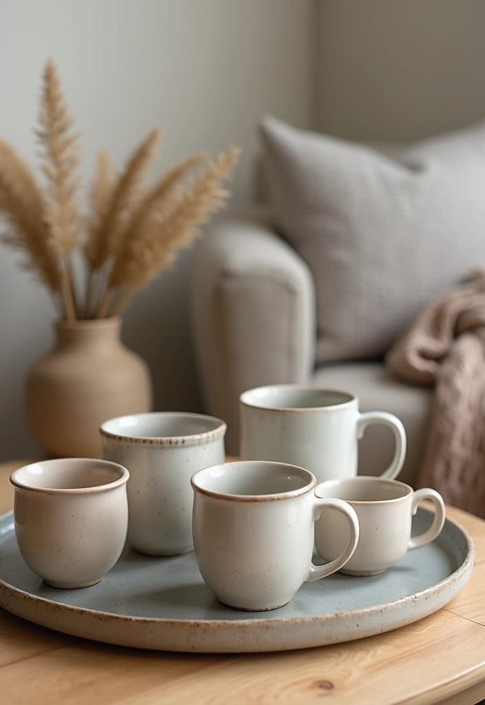 27 Living Room Grey and Beige Ideas That Feel Balanced and Calm - 22. Unique Coffee Mugs