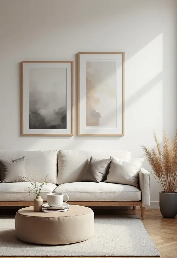 27 Living Room Grey and Beige Ideas That Feel Balanced and Calm - 7. Grey and Beige Artwork