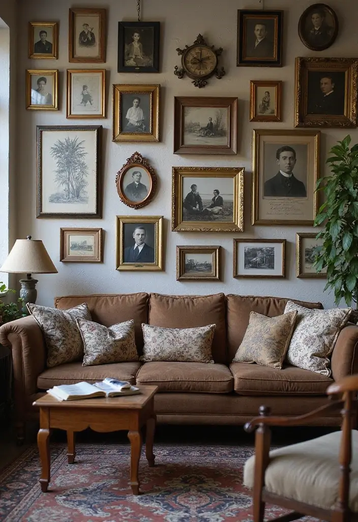 27 Living Room Photo Frame Ideas That Tell Your Story - 10. Vintage Finds