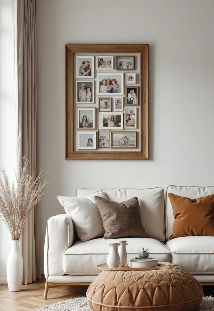 27 Living Room Photo Frame Ideas That Tell Your Story - 16. Frame Within a Frame