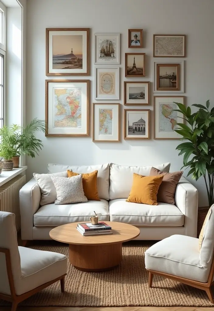 27 Living Room Photo Frame Ideas That Tell Your Story - 19. Travel Diaries