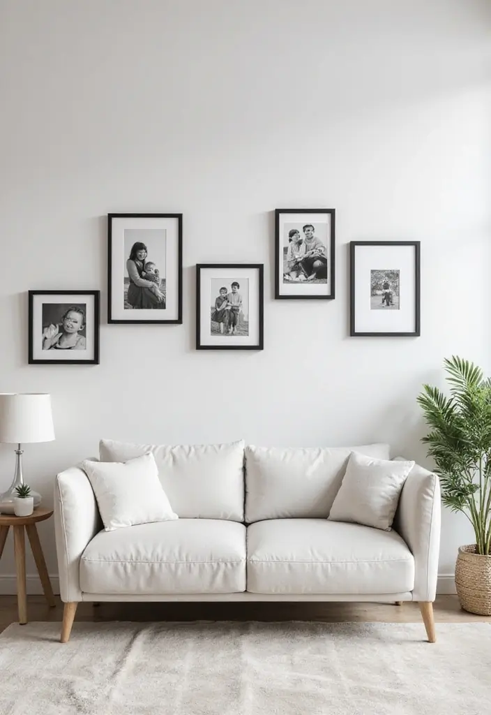 27 Living Room Photo Frame Ideas That Tell Your Story - 2. Minimalist Magic