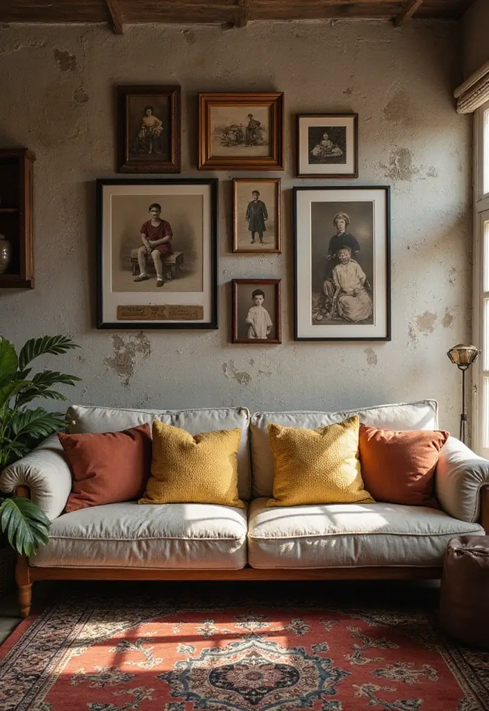 27 Living Room Photo Frame Ideas That Tell Your Story - 25. Cultural Heritage Frames