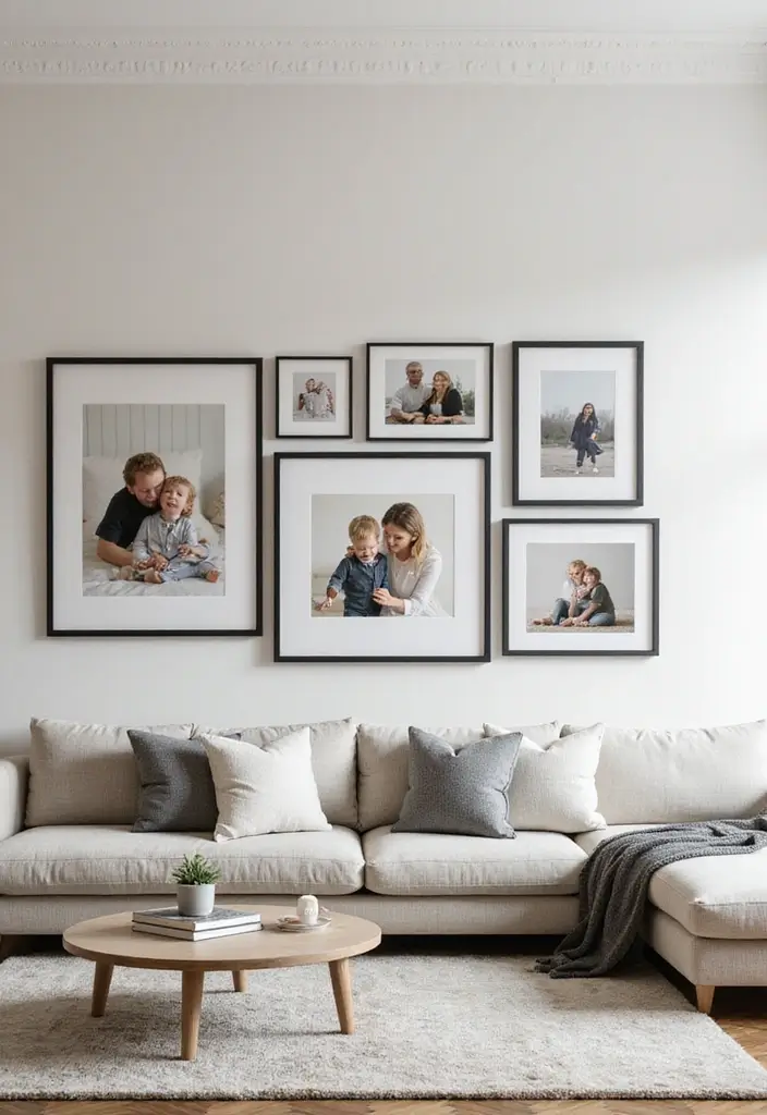 27 Living Room Photo Frame Ideas That Tell Your Story - 27. The Timeless Black Frame