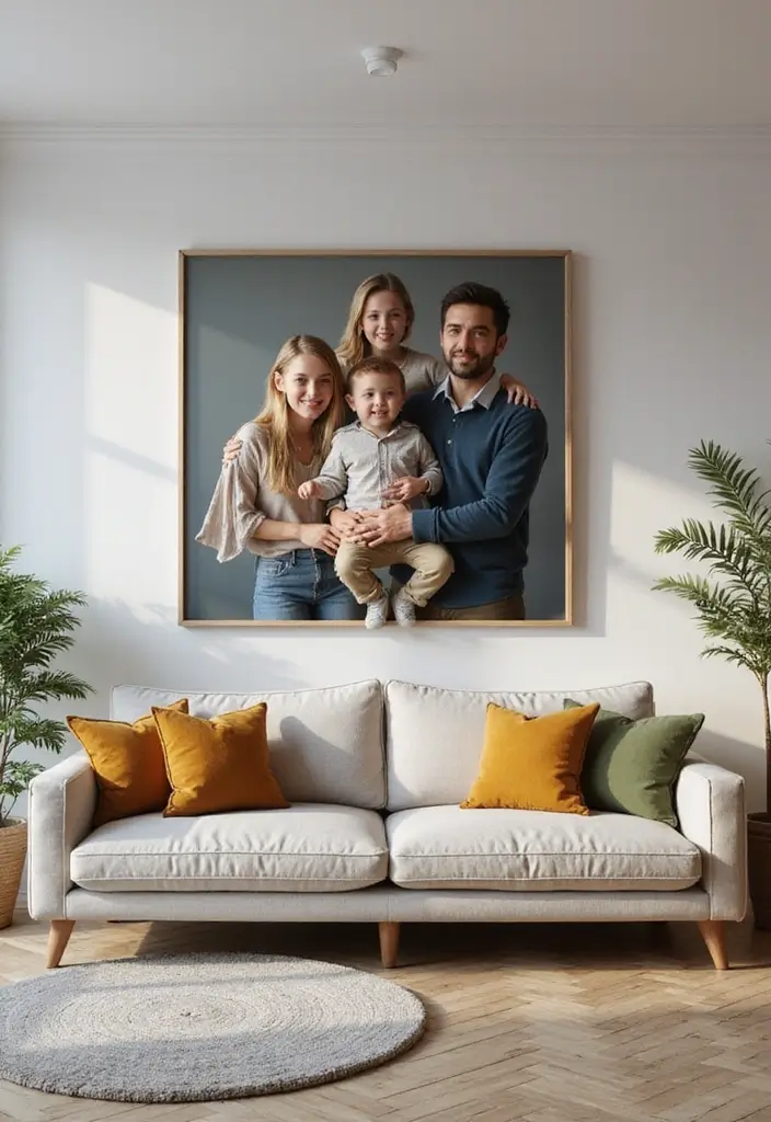 27 Living Room Photo Frame Ideas That Tell Your Story - 7. Statement Pieces