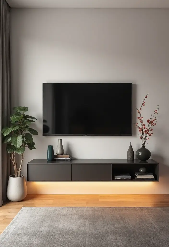 27 Living Room Television Wall Ideas That Feel Sleek and Modern - 1. Floating Shelves for a Clean Look