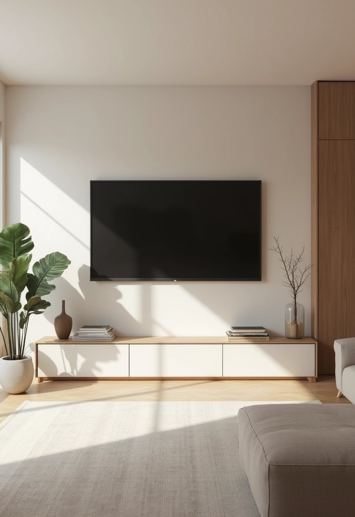 27 Living Room Television Wall Ideas That Feel Sleek and Modern - 10. Minimalist Color Palette