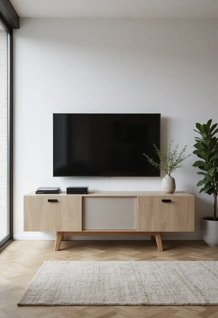 27 Living Room Television Wall Ideas That Feel Sleek and Modern - 15. Elegant Console Table Integration