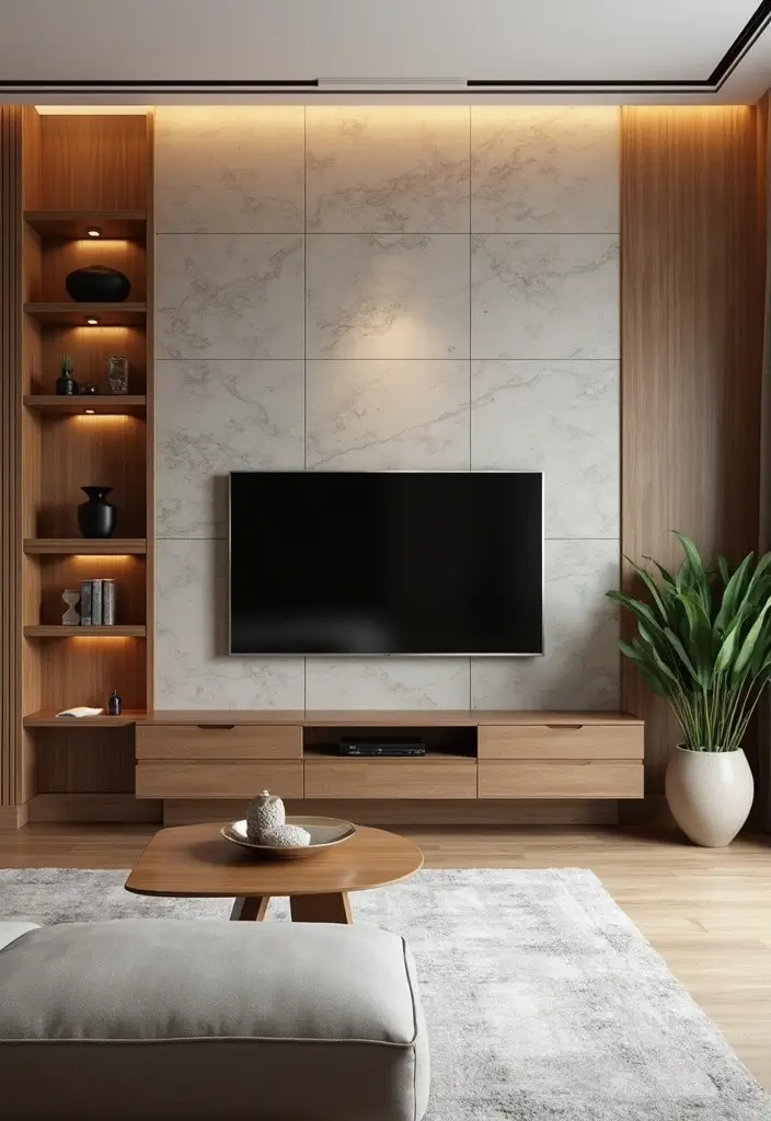 27 Living Room Television Wall Ideas That Feel Sleek and Modern - 2. Textured Wall Panels