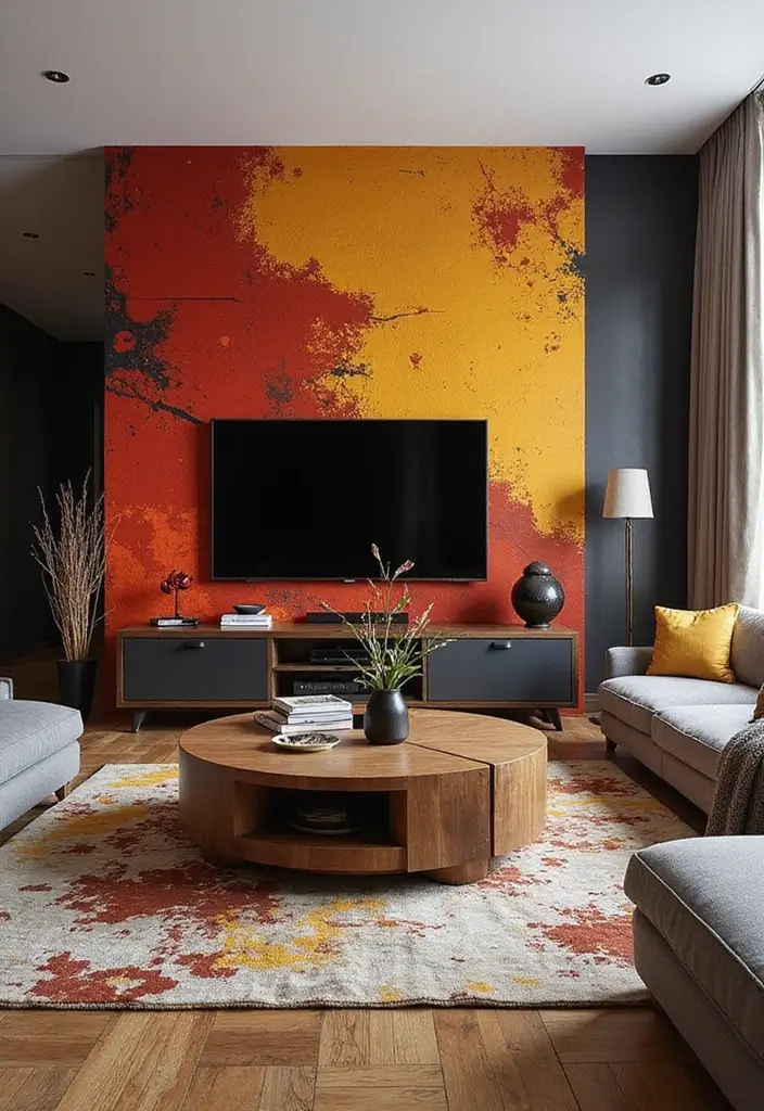 27 Living Room Television Wall Ideas That Feel Sleek and Modern - 20. Bold Accent Wall