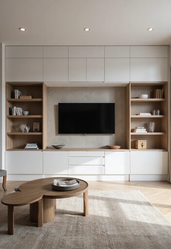 27 Living Room Television Wall Ideas That Feel Sleek and Modern - 3. Built-in Cabinets for Concealment