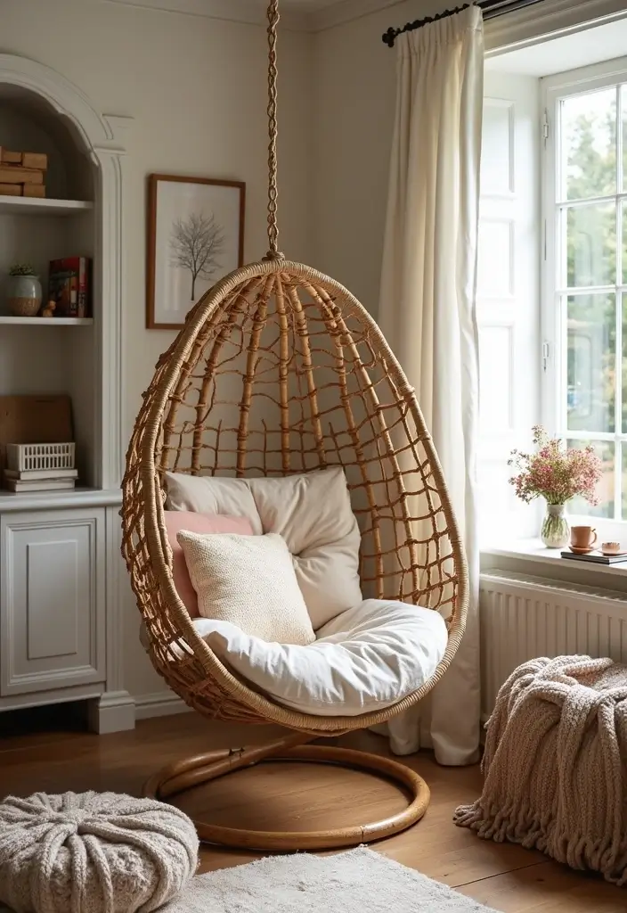 27 Living Room With Swing Ideas That Feel Fun and Relaxed - 13. Textured Delight