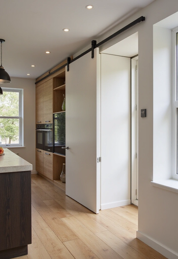 27 Narrow Open Plan Kitchen Living Room Ideas That Maximize Flow - 7. Sliding Doors for Space Efficiency