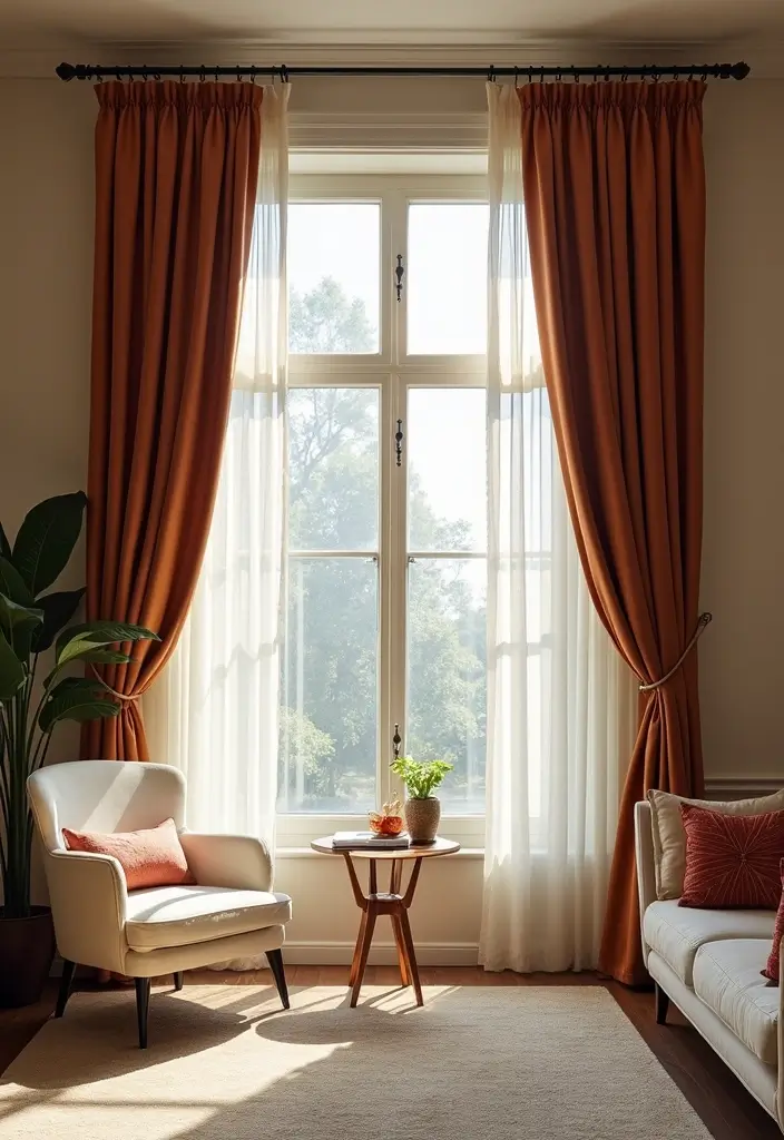 27 Red Carpet Living Room Ideas That Feel Glamorous and Bold - 26. Grand Window Treatments