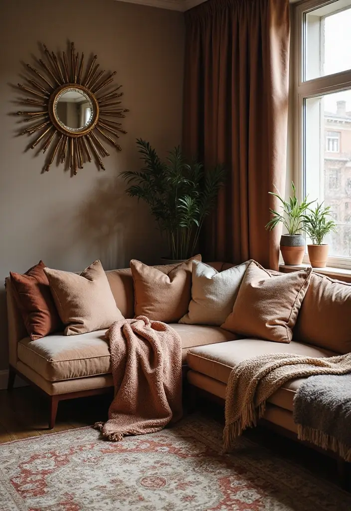 27 Red Carpet Living Room Ideas That Feel Glamorous and Bold - 5. Layered Textiles