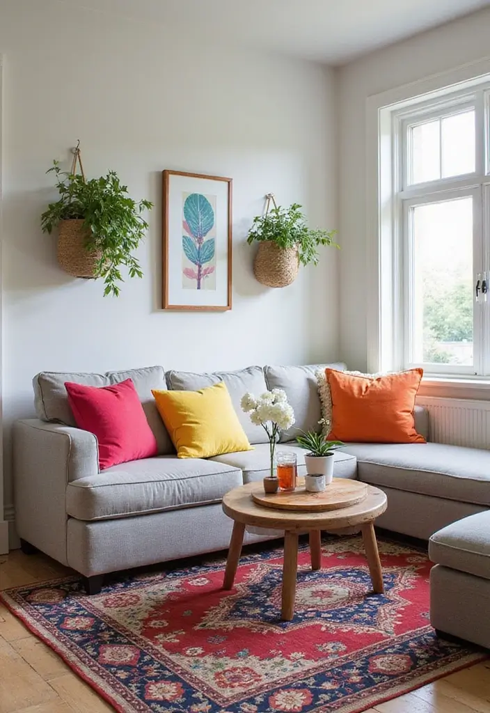 27 Small Farmhouse Living Room Ideas That Feel Rustic and Warm - 16. Bring in Colorful Accents