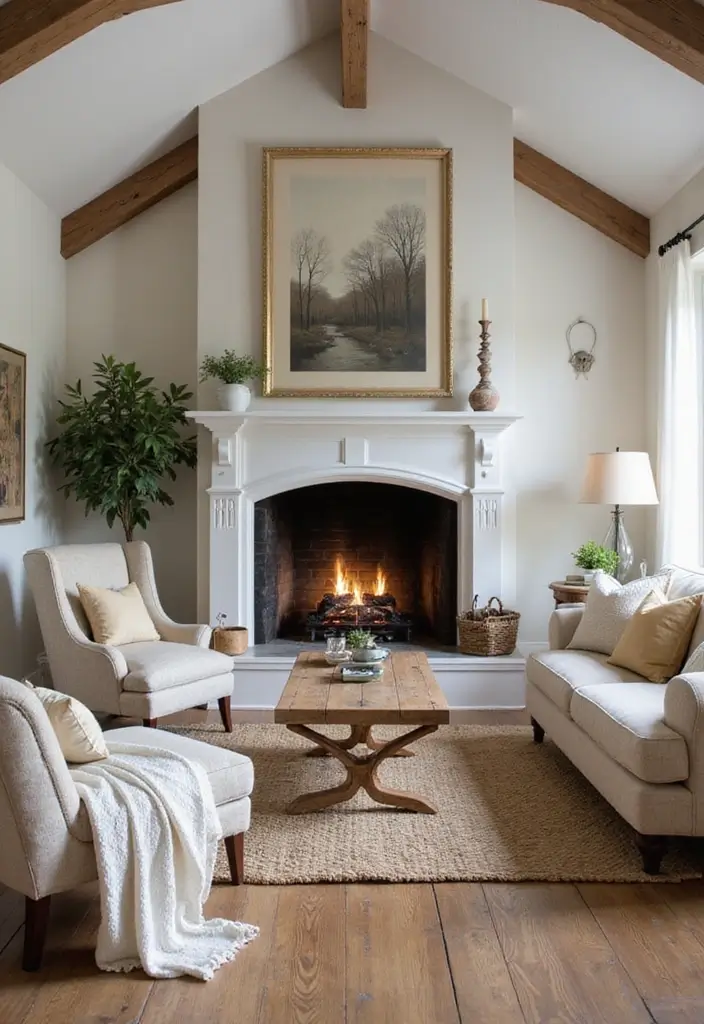 27 Small Farmhouse Living Room Ideas That Feel Rustic and Warm - 18. Create a Focal Point