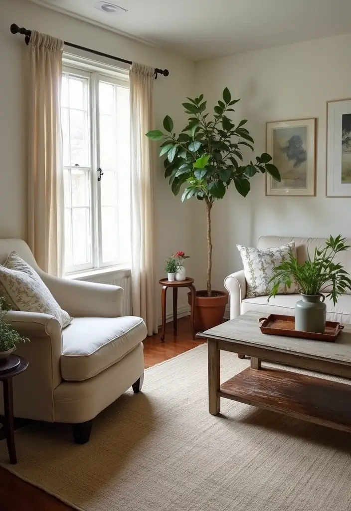 27 Small Farmhouse Living Room Ideas That Feel Rustic and Warm - 2. Vintage Farmhouse Furniture