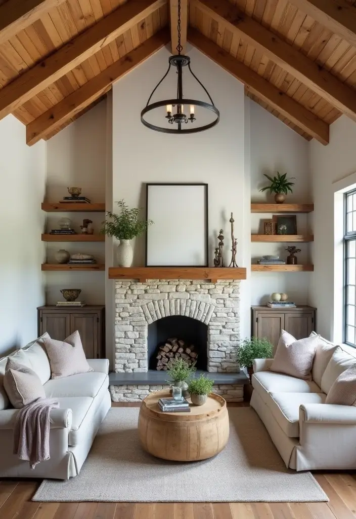 27 Small Farmhouse Living Room Ideas That Feel Rustic and Warm - 3. Rustic Living Room Accents