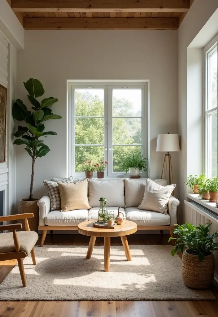 27 Small Farmhouse Living Room Ideas That Feel Rustic and Warm - 5. Use Natural Elements