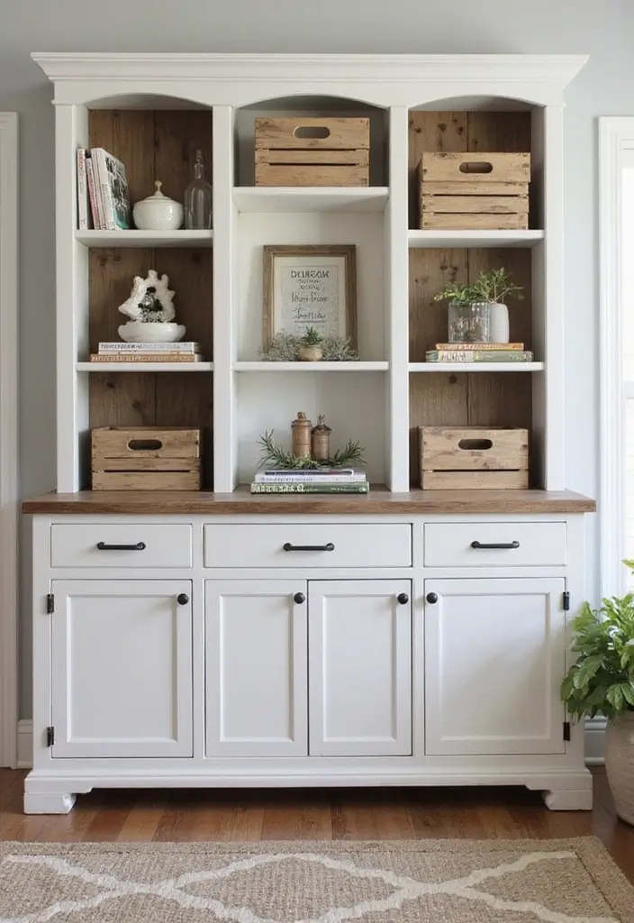 27 Small Farmhouse Living Room Ideas That Feel Rustic and Warm - 9. Farmhouse-Style Bookshelves