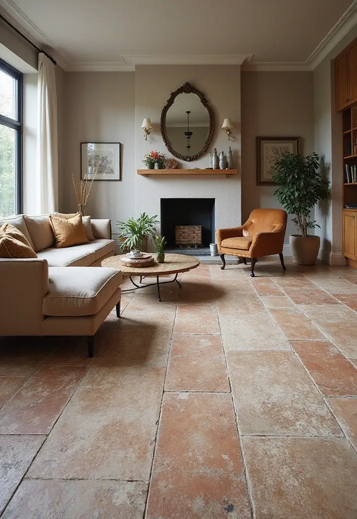 27 Tile Floor Living Room Ideas That Feel Durable and Stylish - 10. Textured Tiles for Added Dimension