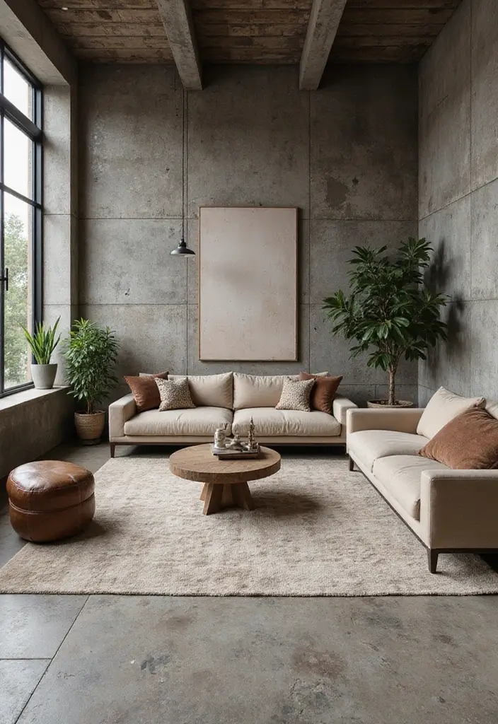 27 Tile Floor Living Room Ideas That Feel Durable and Stylish - 20. Textured Cement Tiles for an Industrial Feel