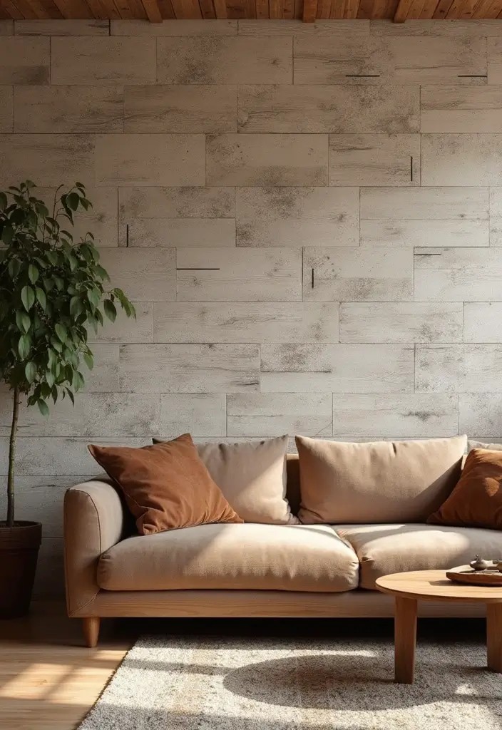 27 Woodsy Living Room Ideas That Bring Nature Indoors - 18. Wall Textures