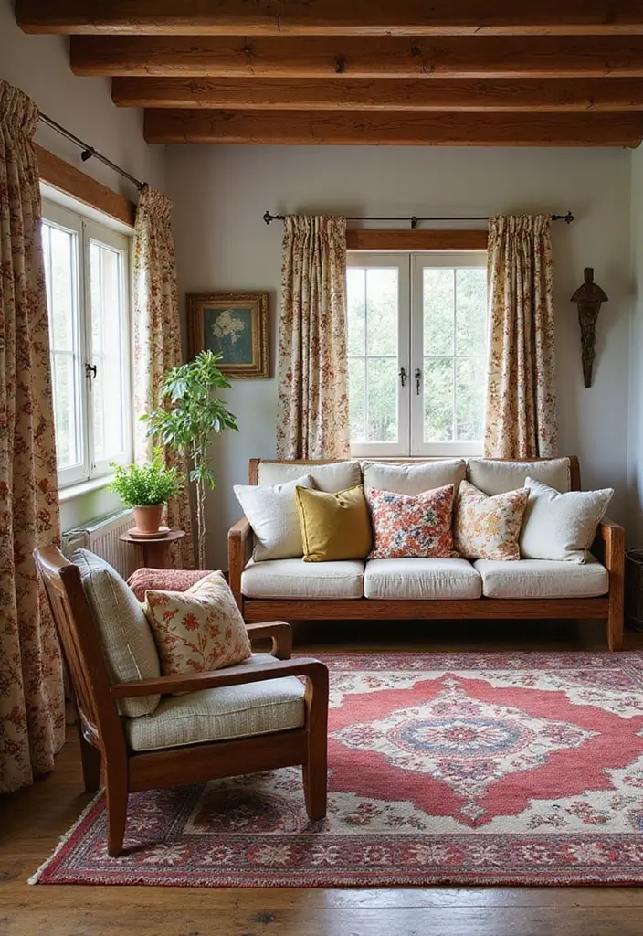 27 Woodsy Living Room Ideas That Bring Nature Indoors - 21. Playful Patterns