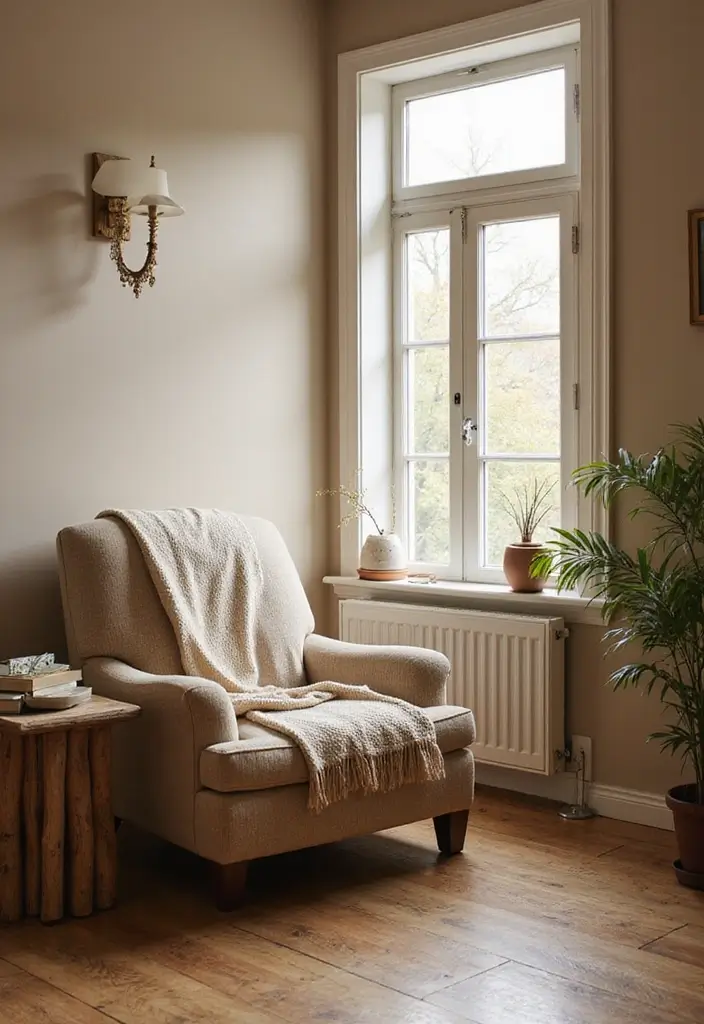 28 Beige Colour Living Room Ideas That Feel Warm and Subtle - 10. Cozy Reading Nook